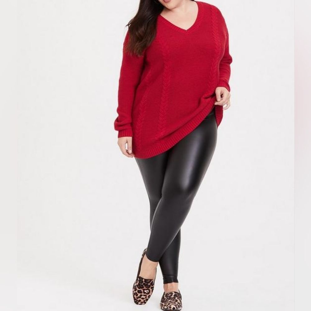 Torrid Cable Knit Sweater Tunic Womens Size 4X Red Fall Winter Preppy Christmas